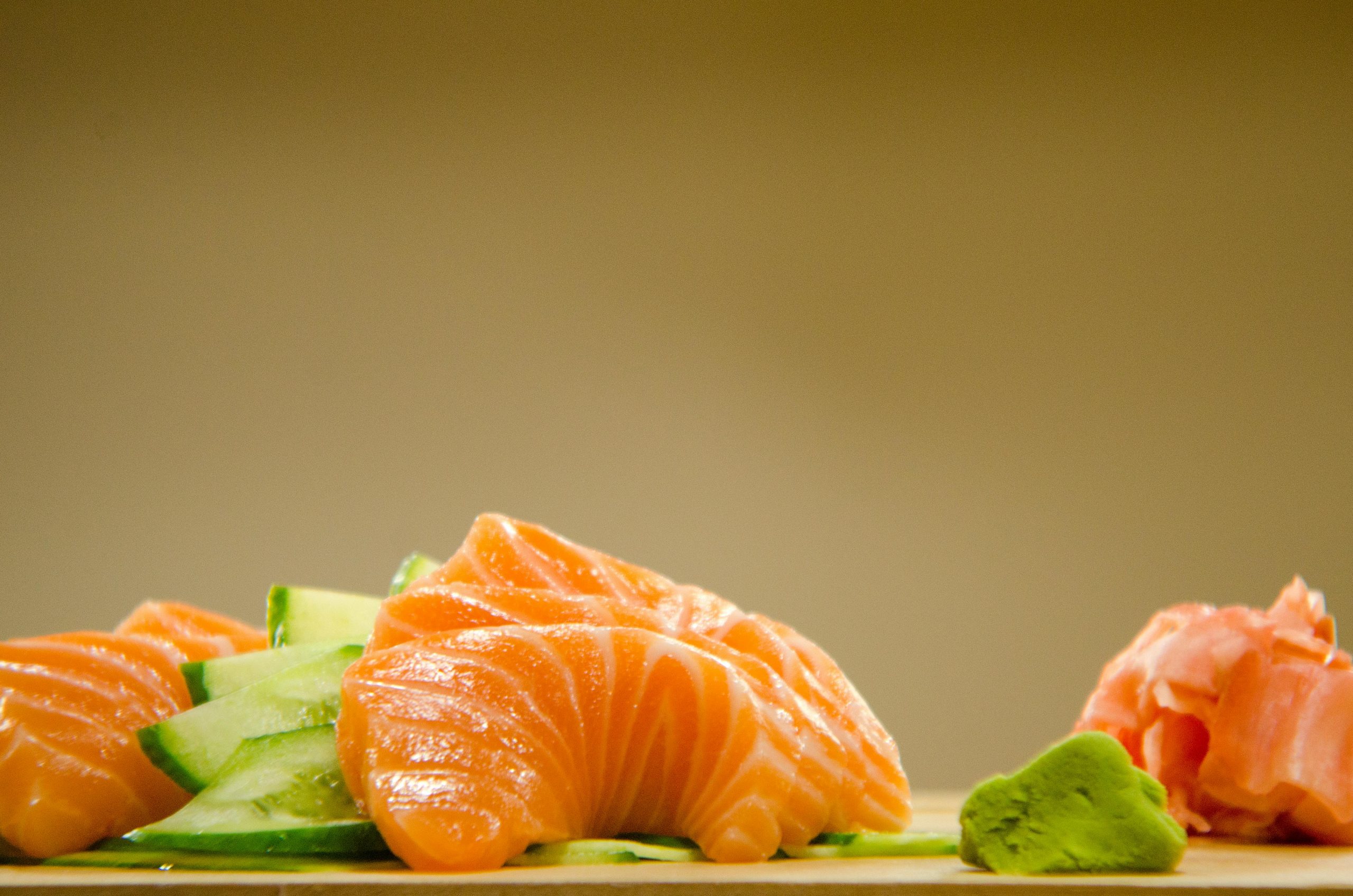 salmon sashimi with wasabi